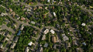 AX129_084E - 5.5K aerial stock footage of a bird's eye view of suburban neighborhoods, foothills, Salt Lake City, Utah