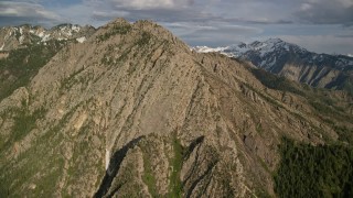 AX129_095E - 5.5K aerial stock footage flyby Mount Olympus, Wasatch Range, Utah