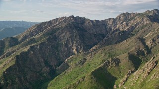 AX129_136 - 5.5K aerial stock footage flyby Mount Olympus in the Wasatch Range, Utah