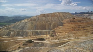 AX130_035 - 5.5K aerial stock footage flyby Bingham Canyon Mine (Kennecott Copper Mine), Utah
