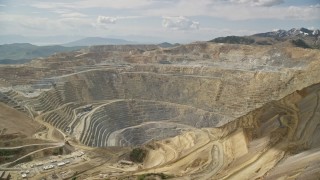 AX130_040E - 5.5K aerial stock footage of Bingham Canyon Mine (Kennecott Copper Mine), Utah