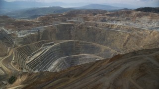 AX130_041 - 5.5K aerial stock footage of Bingham Canyon Mine (Kennecott Copper Mine), Utah
