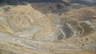 AX130_051 - 5.5K aerial stock footage of a view of the Bingham Canyon Mine (Kennecott Copper Mine), Utah