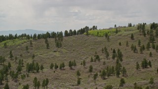 AX130_359E - 5.5K aerial stock footage of approaching the top of a mountain ridge with trees, Dixie National Forest, Utah