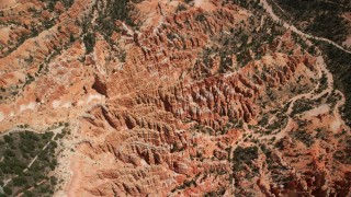 AX130_483 - 5.5K stock footage aerial video of a bird's eye view of groups of hoodoos and buttes, Bryce Canyon National Park, Utah