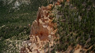 AX131_025 - 5.5K aerial stock footage of a bird's eye view of Pink Cliffs, trees, Bryce Canyon National Park, Utah