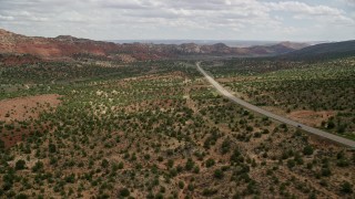AX131_079E - 5.5K aerial stock footage of following Highway 89 through Glen Canyon National Recreation Area, Utah, Arizona