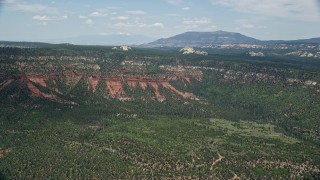 AX136_182E - 5.5K aerial stock footage of rock formations on a mesa, Manti-La Sal National Forest, Utah