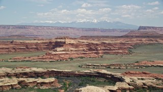 AX136_222E - 5.5K aerial stock footage of a wide view of rock formations, Canyonlands National Park, Utah