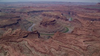 AX136_237 - 5.5K aerial stock footage flyby and approach Colorado River though Meander Canyon, Canyonlands National Park, Utah