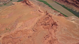 AX136_266E - 5.5K aerial stock footage of a bird's eye view of Colorado River in Meander Canyon, Utah