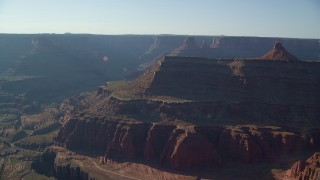 AX138_116 - 5.5K aerial stock footage of buttes and mesas overlooking Shafer Canyon in Canyonlands National Park, Utah