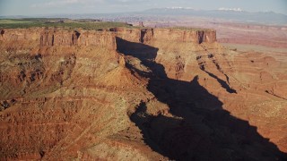 AX138_162 - 5.5K aerial stock footage approach butte in Shafer Canyon in Canyonlands National Park, Utah