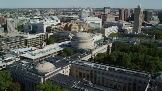 AX142_061 - 5.5K aerial stock footage approaching, flying over Massachusetts Institute of Technology, Cambridge, Massachusetts