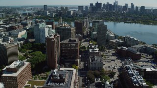 AX142_063 - 5.5K stock footage aerial video of Massachusetts Institute of Technology, Downtown Boston, Cambridge, Massachusetts