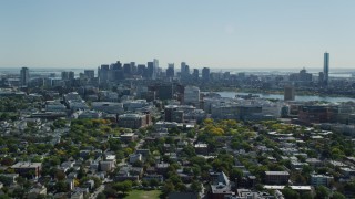 AX142_124 - 5.5K aerial stock footage flying over Cambridge and by Downtown Boston, Massachusetts