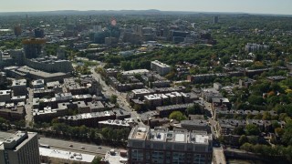 AX142_128 - 5.5K aerial stock footage approaching, flying over Longwood Medical Area, Boston, Massachusetts