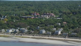 AX143_176 - 5.5K aerial stock footage flying by Nickerson Mansion, Ocean Edge Resort, Cape Cod, Brewster, Massachusetts