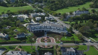 AX144_048 - 5.5K aerial stock footage flying by Chatham Bars Inn, Cape Cod, Chatham, Massachusetts