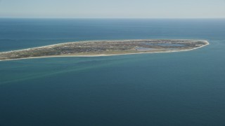 AX144_060E - 5.5K aerial stock footage flying by Monomoy Island, Cape Cod, Massachusetts
