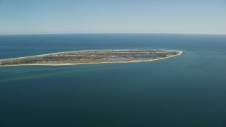 AX144_062 - 5.5K aerial stock footage flying by Monomoy Island, Cape Cod, Massachusetts