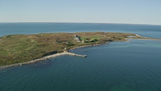 AX144_179E - 6k aerial stock footage of Pekinese Island School, Penikese Island, Elisabeth Islands, Massachusetts