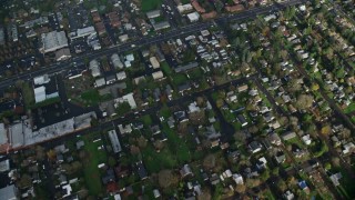 AX153_131E - 5.5K aerial stock footage of a bird's eye view of suburban neighborhoods in Northeast Portland, Oregon