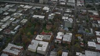 AX155_073 - 5.5K aerial stock footage of a bird's eye view of Congregation Beth Israel synagogue in Northwest Portland, Oregon