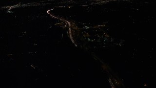 AX155_440 - 5.5K aerial stock footage flying over rush hour traffic on Highway 26 at night, Southwest Portland, Oregon