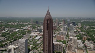 AX36_007E - 4.8K aerial stock footage approaching Bank of America Plaza, Midtown Atlanta, Georgia