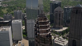 AX36_014 - 4.8K aerial stock footage flying by Promenade II, revealing 1180 Peachtree, Midtown Atlanta