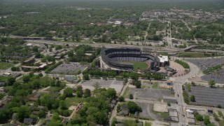 AX36_028E - 4.8K aerial stock footage orbiting a Major League Baseball Stadium, Atlanta, Georgia