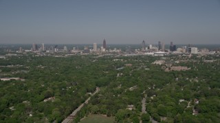 AX37_006 - 4.8K aerial stock footage of Midtown and Downtown Atlanta seen from West Atlanta, Georgia