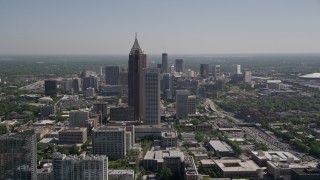 AX37_026 - 4.8K aerial stock footage of Bank of America Plaza, AT&T Midtown center, Midtown Atlanta, Georgia