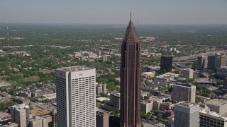 AX37_043E - 4.8K aerial stock footage approach and orbit Bank of America Plaza, Midtown Atlanta, Georgia