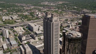 AX37_053 - 4.8K aerial stock footage orbiting 191 Peachtree Tower, Downtown Atlanta, Georgia