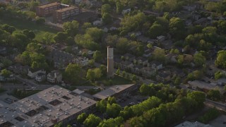 AX39_015 - 4.8K aerial stock footage of Old Water Tower Park and residential neighborhoods, East Atlanta