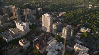 AX39_052 - 4.8K aerial stock footage approaching 999 Peachtree Street and condominium complex, Midtown Atlanta