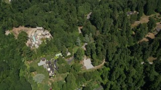 AX45_120 - 5K stock footage aerial video of bird's eye view of large mansions in Woodway, Washington