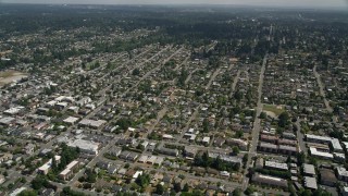 AX45_122 - 5K stock footage aerial video of suburban residential neighborhoods, Edmonds, Washington