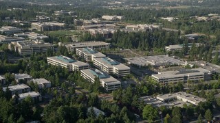 AX49_038 - 5K aerial stock footage of Microsoft Headquarter office complex, Redmond, Washington