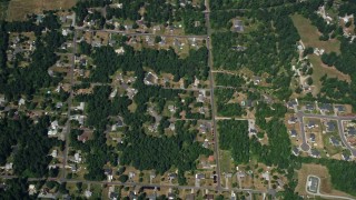 AX52_006 - 5K aerial stock footage of bird's eye view of suburban neighborhoods, Auburn, Washington