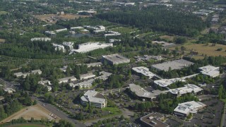 AX53_004 - 5K aerial stock footage of flying by Nike Headquarters, Beaverton, Oregon