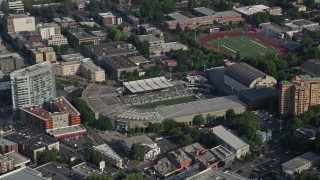 AX53_086 - 5K stock footage aerial video of Providence Park, Major League Soccer Stadium, Portland, Oregon