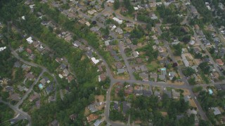 AX58_069 - 5K aerial stock footage of bird's eye view of a suburban neighborhood, Burien, Washington