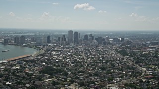 AX59_004 - 5K aerial stock footage of Downtown New Orleans and the French Quarter, Louisiana