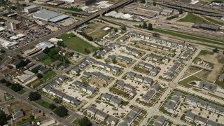 AX59_038 - 5K aerial stock footage of Calliope Projects apartment buildings in Central City New Orleans, Louisiana