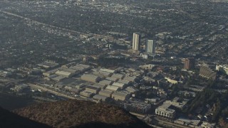 AX64_0022 - 5K aerial stock footage of Warner Bros Studios in Burbank, California