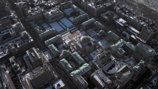 AX66_0063 - 4.8K aerial stock footage of Columbia University with snow, New York City