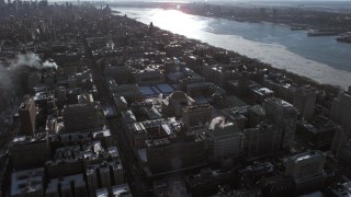 AX66_0085 - 4.8K aerial stock footage approach the Columbia University campus, New York City